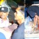 Kanit Binmas Polsek Langsa Barat, Aiptu T. Saiful Bahri saat memevakuasi korban laka lantas antara mobil Colt Diesel bermuatan minum ringan Nopol BK 8418 GC dengan Colt Diesel box Nopol BK 8587 XB di Jalan Medan - B. Aceh Gampong Alue Dua Bakaran Batee, Kecamatan Langsa Baro, Jumat (8/11) sekira pukul 04:00. Waspada/dede