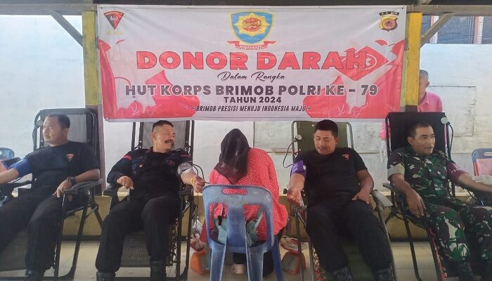 Peringati HUT Brimob, Kompi 2 Batalyon B Pelopor Satbrimob Aceh Donor Darah