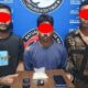 Tiga dari empat tersangka narkoba diamankan di Satresnarkoba Polres Aceh Timur di Peudawa, Senin (11/11). Waspada/Muhammad Ishak