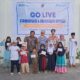 GM PT Pelindo Regional 1 Cabang Tanjungbalai, Anwar Ahmad, didampingi Manager Bisnis dan Teknik, Wanto, dan Administrator I Bisnis dan Teknik, Mariaman Solider diabadikan bersama anak yatim saat Go Live Standarisasi Dan Digitalisasi Operasional. Waspada/Ist