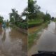 Jalan umum di Kelurahan Pelawi Utara Kec.Babalan Kab.Langkat digenangi air, Selasa (5/11/24). Waspada/Boy Aprizal