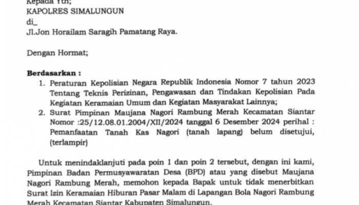 Maujana Nagori Rambung Merah Tolak Pasar Malam