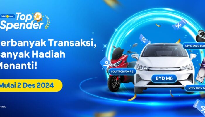 Ikuti tiket.com Top Spender, Dapatkan Mobil Listrik BYD dan Voucher Puluhan Juta Rupiah