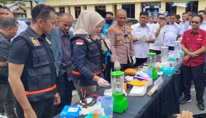 Polres Langsa Dan Bidlabfor Polda Sumut Musnahkan Barbuk Kokain, Sabu Dan Ganja