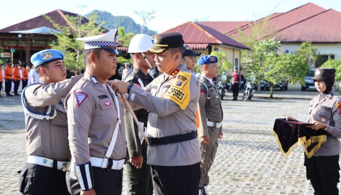 Polres Tapteng Apel Gelar Pasukan Operasi Lilin Toba Pengamanan Nataru 2024