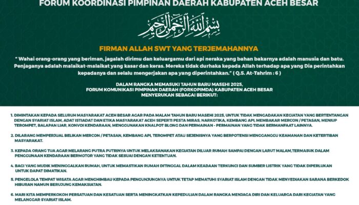 Forkopimda Aceh Besar Larang Rayakan Malam Tahun Baru