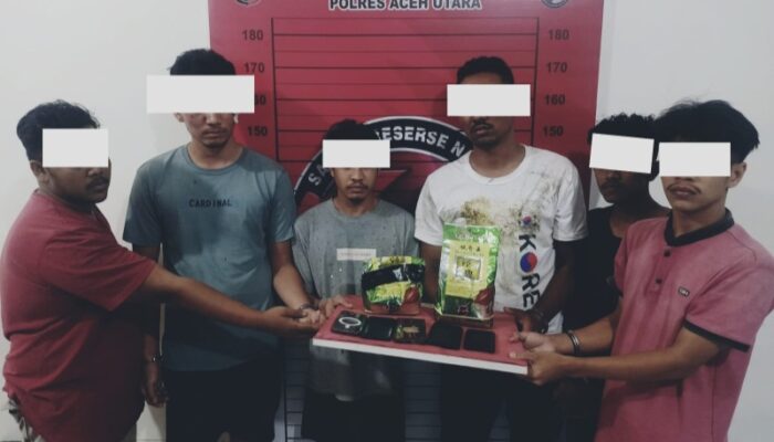Ungkap Jaringan Narkoba, Polres Aceh Utara Ringkus 7 Tersangka dan 2 ,5 Kg Sabu.