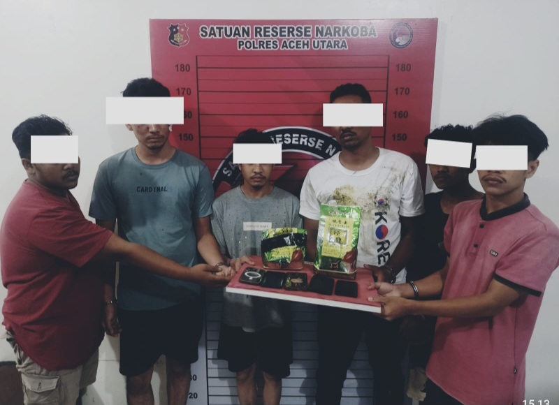Ungkap Jaringan Narkoba, Polres Aceh Utara Ringkus 7 Tersangka dan 2 ,5 Kg Sabu.