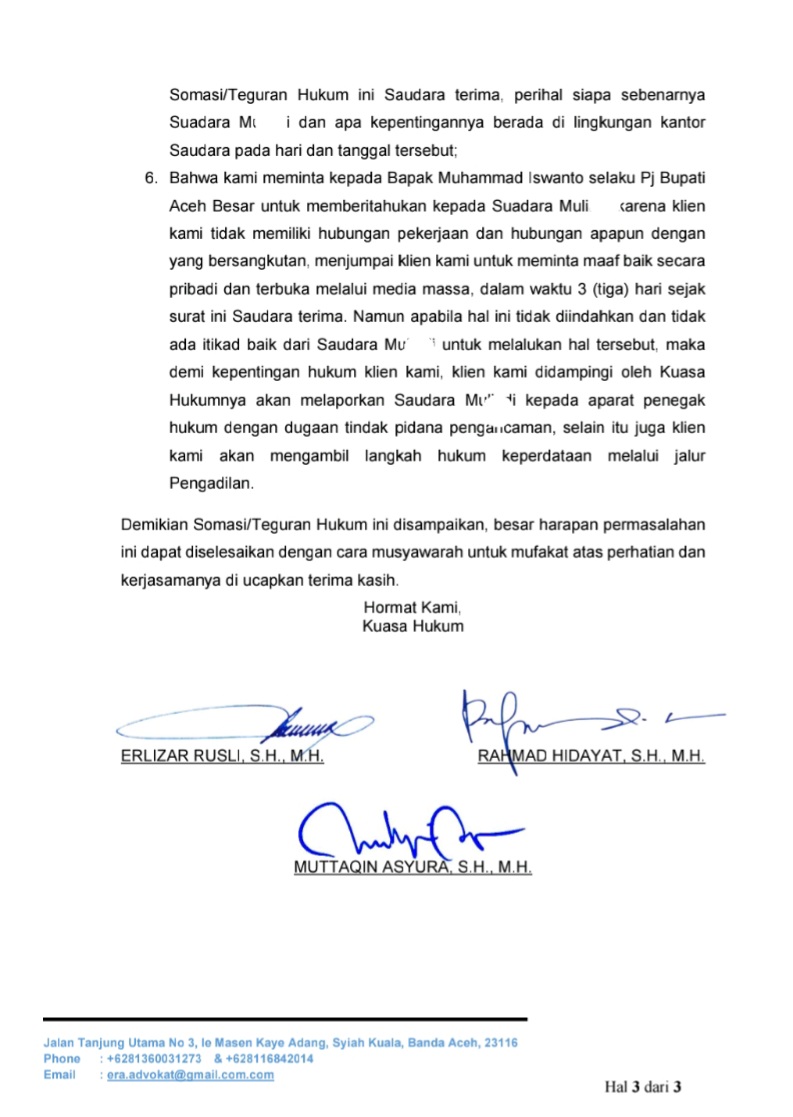 Pj Bupati Aceh Besar Disomasi