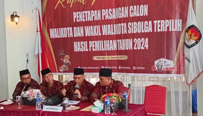 KPU Sibolga Tetapkan Wali Kota dan Wakil Wali Kota Sibolga Periode 2025-2030