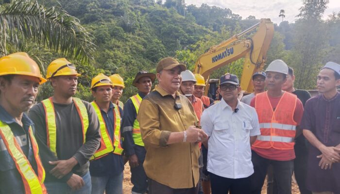 Pj Bupati Agara Tinjau Pembangunan Jembatan Bailey Leuser 