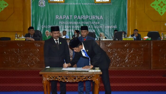 DPRK Aceh Tamiang Gelar Paripurna Penetapan Bupati dan Wakil Bupati Terpilih