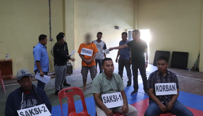 Rekonstruksi Kasus Pembunuhan Di Dusun Kampung I Polsek Padang Tualang Hadirkan 12 Adegan