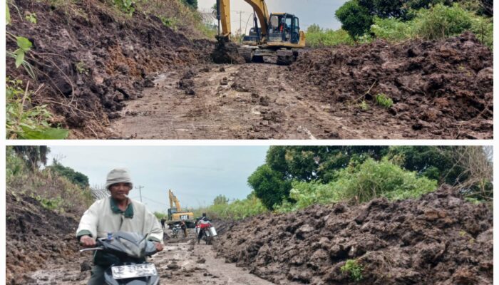 BPBD Humbahas Bersihkan Meterial Longsor Di Jalan Panoguan Solu