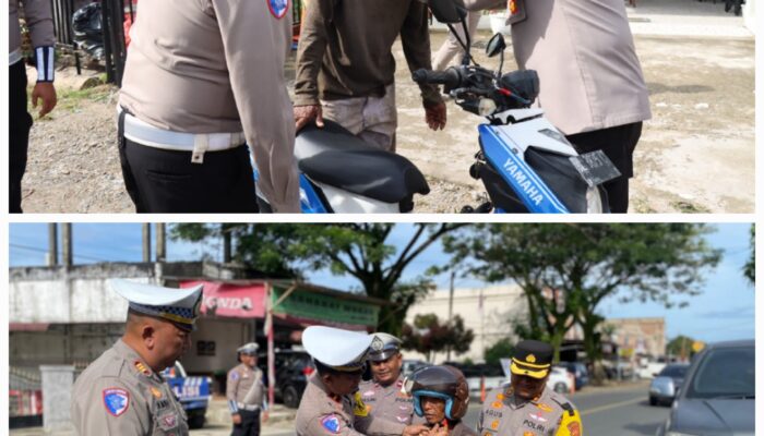 Terapkan Pendekatan Humanis, Sat Lantas Polres Abdya Bagikan Helm SNI Untuk Pengendara