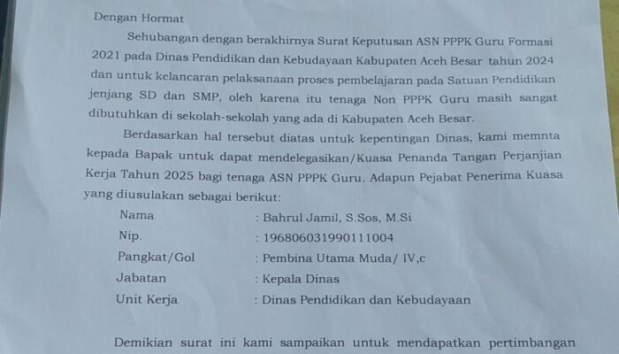 Pendaftaran Calon PPPK 2024 Disdik Aceh Besar Diduga Banyak Pelanggaran Maladministrasi