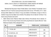 5 Bakal Calon Direktur Dan 1 Dewas Perumda Air Minum Tirta Keumuneng Dinyatakan Memenuhi Syarat