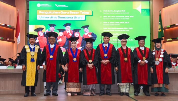 Enam Guru Besar USU Dikukuhkan, Rektor Dorong Inovasi Dan Kontribusi Akademik
