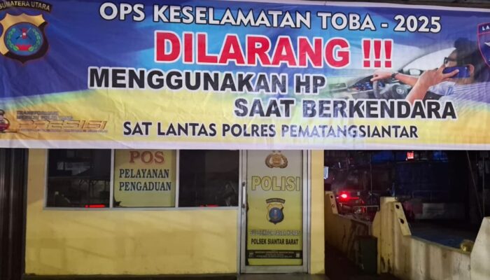 Polres P.Siantar Pasang Spanduk Imbauan Operasi Keselamatan Toba