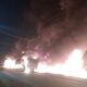 Mobil Pick Up Muatan Pertalite Terbakar