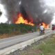 API melahap habis tiga unit rumah di Parbuluan III Kecamatan Parbuluan, Dairi.Waspada/ist.