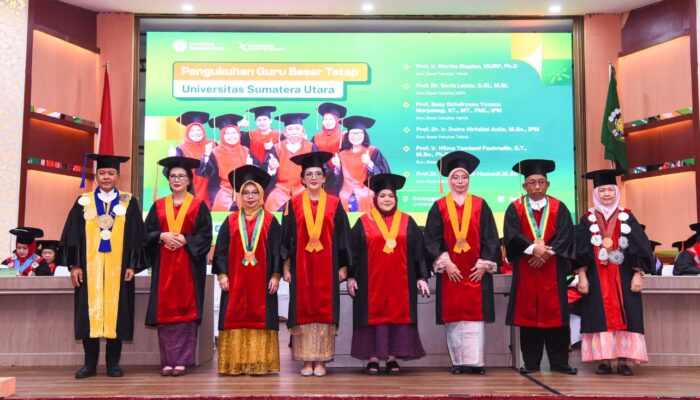 USU Kukuhkan 6 Guru Besar, Rektor Dorong Kontribusi Akademik Dan Riset