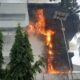 Tampak kobaran api melahap sebagian gedung yang terletak di sisi kanan Jalan RA Kartini. Waspada/ist
