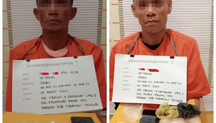 Polres Tapteng Ringkus 2 Tersangka Pengedar Sabu