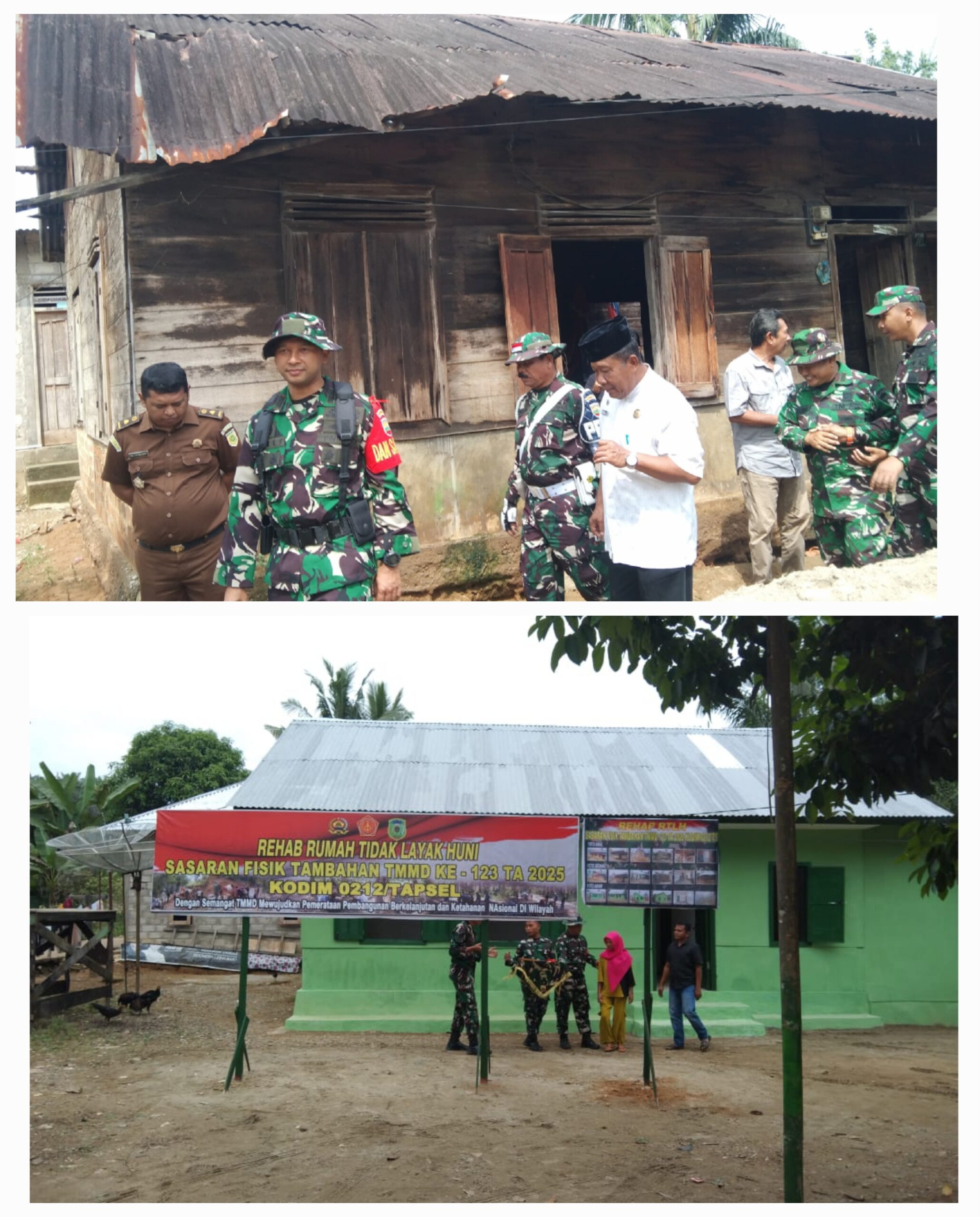 Rumah reot tempat tinggal janda empat anak di desa Pintu Padang berubah berkat program TMMD Ke 123 Kodim 0212/TS tahun 2025.(Waspada/Idaham Butar Butar)