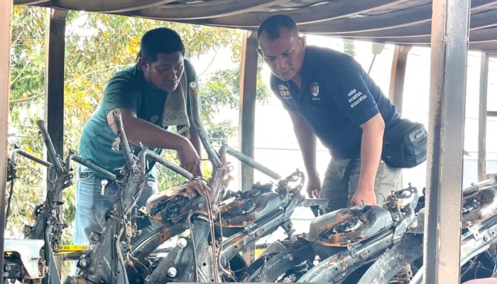 Inafis Selidiki Terbakarnya Truk Angkut 46 Sepeda Motor