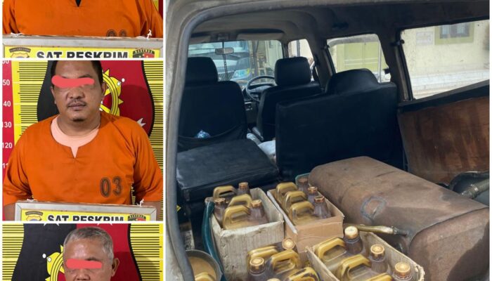 Polres Sidimpuan Tangkap 3 Pria Dan Ratusan Liter BBM Pertalite