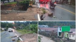 Kondisi sekitar Jembatan Sihitang pasca Sidimpuan dikepung banjir. (Waspada/Sukri Falah Harahap)