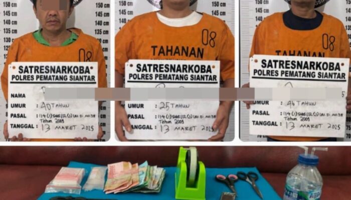 Polres P.Siantar Ringkus 3 Pengedar Saat Asyik Mengemas Sabu