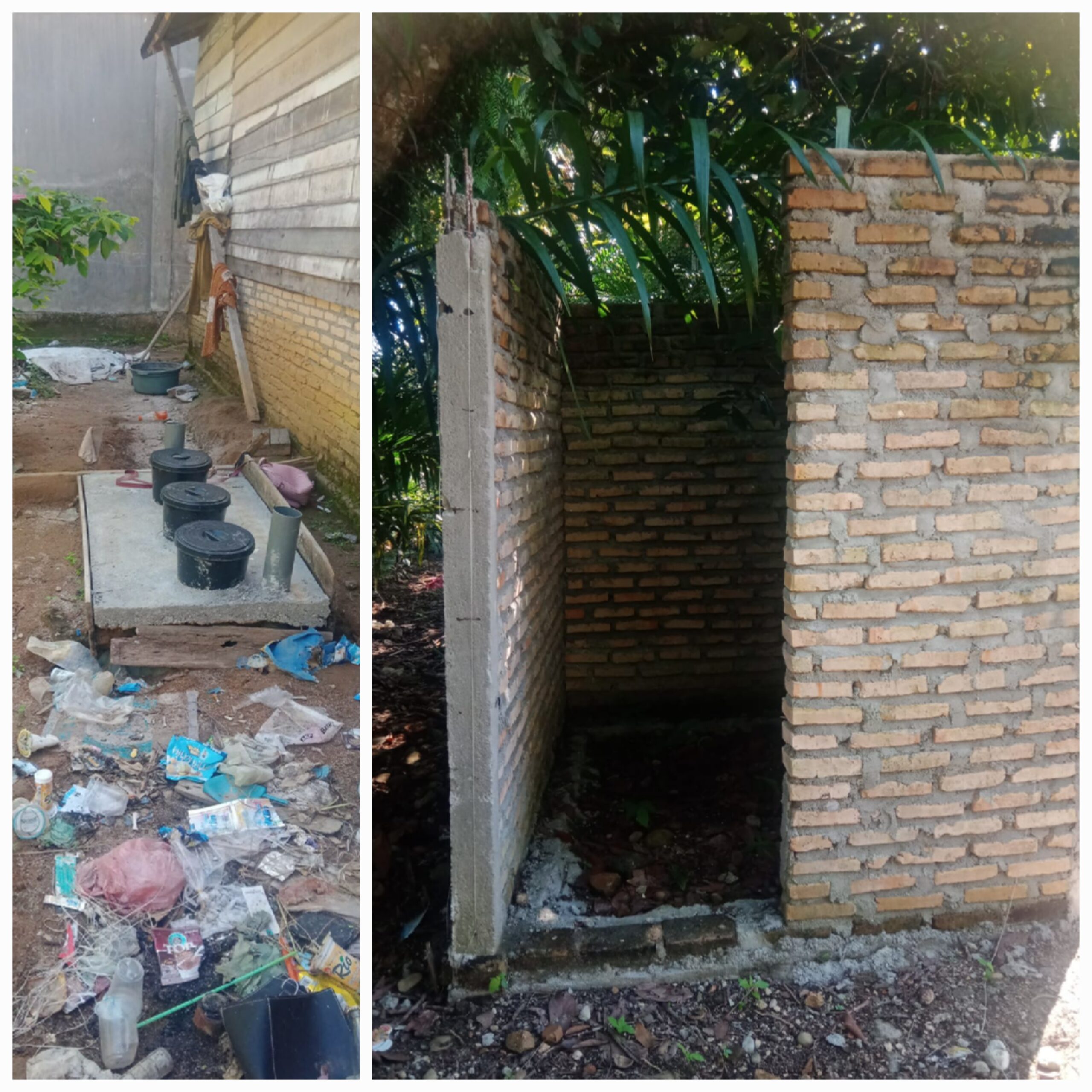 PEKERJAAN Bantuan Tangki Septik di Kampong Kuta Tengah.(Waspada/Ist).