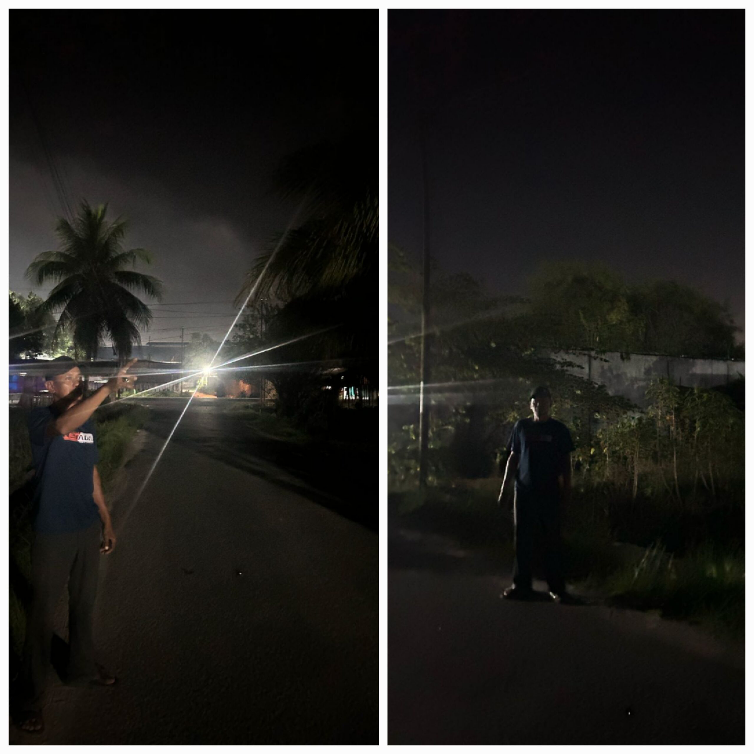 Acai Sembada Akan Tetap Bangun Gapura Dan Lampu Jalan Walau Ditolak Pengusaha Petugas jaga malam Jalan Swasembada, Dipa saat menunjukkan kondisi Jalan Swasembada yang gelap karena tidak ada lampu jalan. Waspada/Kristian Brahmana