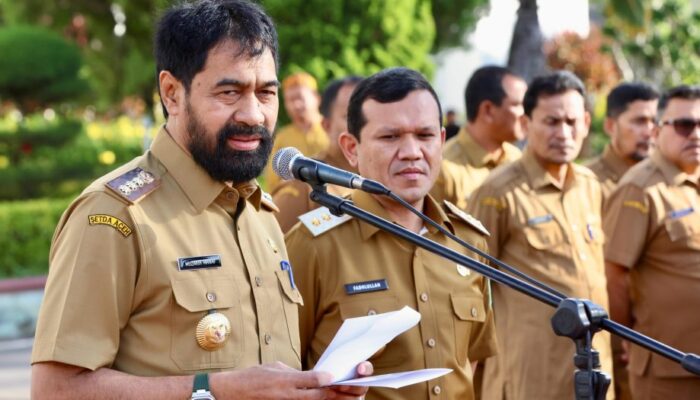 Gubernur Aceh Pimpin Apel Pagi Pasca Idulfitri, Ajak Pegawai Disiplin Kerja