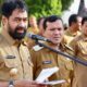 Gubernur Aceh Muzakir Manaf, saat memimpin Apel Gabungan dan Halalbihalal Idulfitri 1446 H, di halaman Kantor Gubernur Aceh, Banda Aceh, Selasa (8/4). (Waspada/Ist)