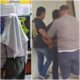 Korban (kiri) saat membuat laporan dan pelaku (kanan) ketika ditangkap daan digiring ke Polres Padangsidimpuan. (Waspada/Ist)