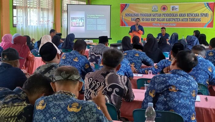 Kepsek Di Aceh Tamiang Ikuti Sosialisasi Program Satuan Pendidikan Aman Bencana