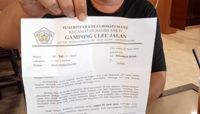 Diduga Demi Proyek Asal Jadi, Pj Geusyik Ulee Jalan Pecat Kadus