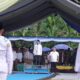 Bupati Kab. Labusel, Fery Sahputra Simatupang menjadi Irup pengibaran bendera LPTQ jelang pembukaan pelaksanaan MTQN XVI di Lapangan Pandan Sari, Silanfkitang, Sabtu (26/4/2025). Deni Daulay/Waspada