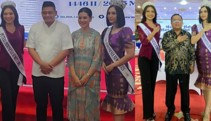 Dua Putri Indonesia Sumut Morana Angelica Dan Putri Milala Halal Bi Halal Ke Kediaman Gubsu