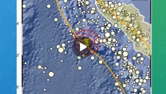 Gempa Berkekuatan M 6,2 Guncang Simeulue, Terasa Hingga Sumut