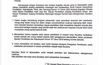 Budaya Wisuda, Kepala Sekolah PAUD, TK, SD Dan SMP Disurati