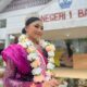 Zaskia Irfa Harahap disambut hangat di SMA Negeri 1 Barumun, Rabu (7/5). Waspada/Ist