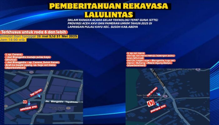 Satlantas Polres Abdya Lakukan Rekayasa Lalulintas Selama Gelar TTG