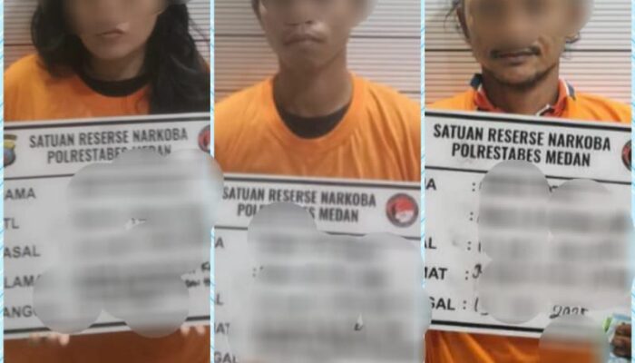 Polrestabes Medan Ringkus 1 Wanita, 2 Pria Pengedar Sabu