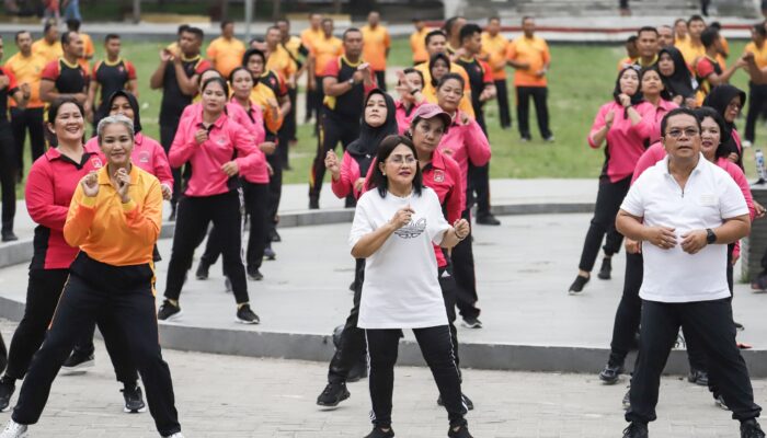 Polres Siantar Olahraga Bersama Sambut Hari Bhayangkara