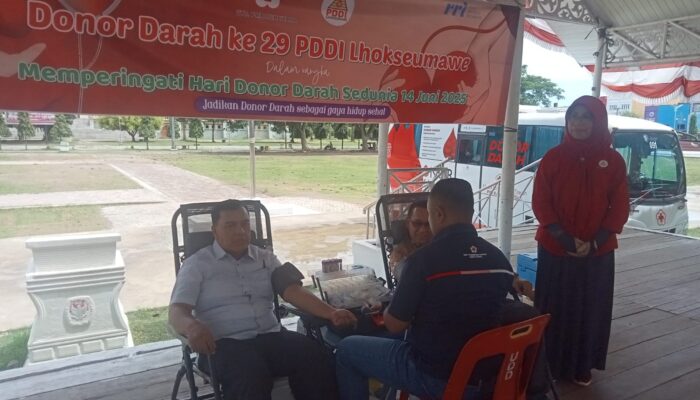 PDDI Lhokseumawe Gelar Kegiatan Donor Darah Di Lapangan Hirak