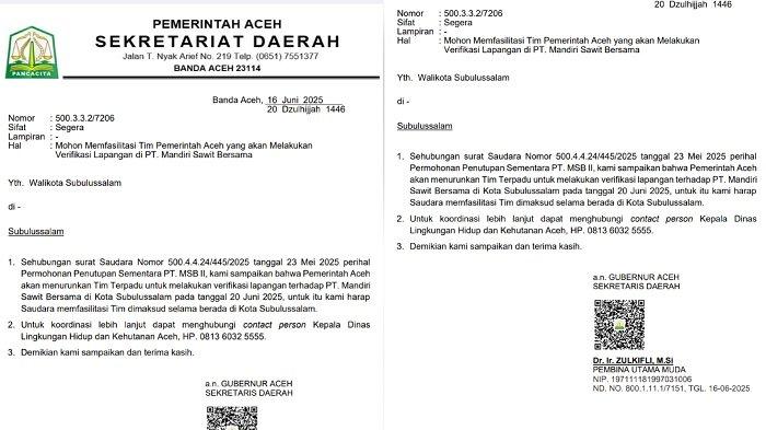 Tim Terpadu Aceh Verifikasi Izin Operasional PT MSB Subulussalam, Jumat